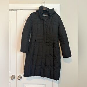 Calvin Klein long hooded puffer jacket size small EUC black